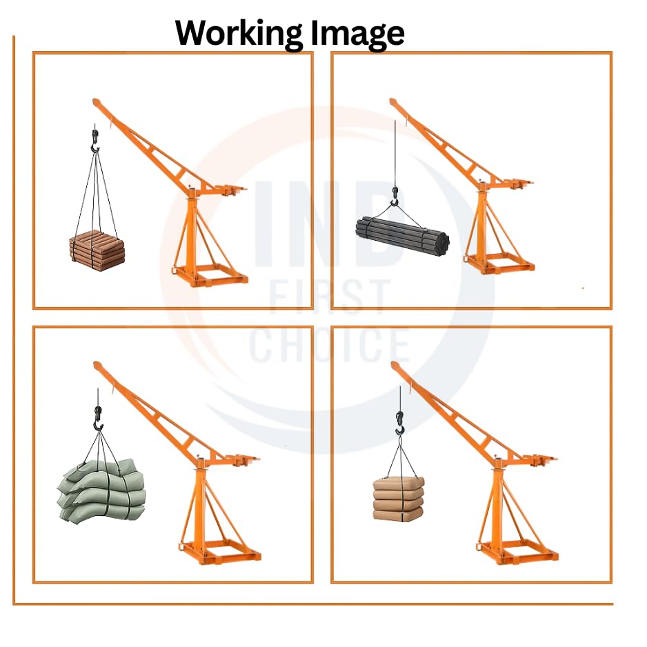Image of IND Mini Crane 500 Kg Monkey Hoist | Portable 53-55 Kg Frame | Electric Clutch Winch | 7 mm x 30 M Wire Rope | Building Material Lifting Machine | with electric hoist