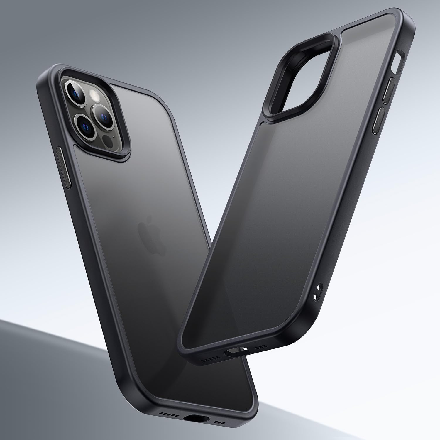 Anqrp Cover per iPhone 12 e iPhone 12 Pro, [Ricarica Wireless] [Militare Antiurto] Antigraffio Silicone Traslucido Case e Morbido Ultra Sottile TPU Bumper, Custodia per iPhone 12/12 Pro (6.1), Nero