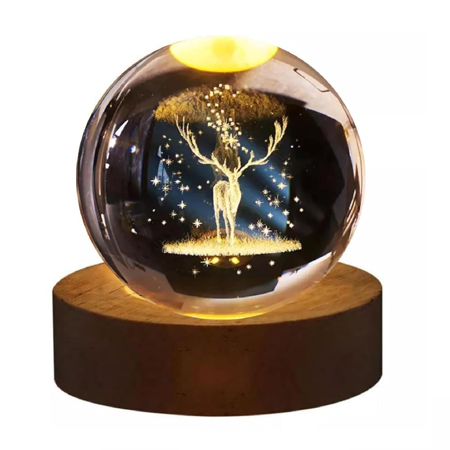 3D Deer Crystal Ball Night Lamp Warm Light-Compact USB Wall Charger Galaxy Crystal Lamp for Home Decoration, Birthday, Christmas, Astronomy Space Gifts for Boys Girls - (Deer), led-image-39
