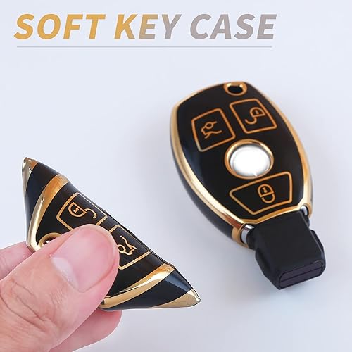 Miniatura 3 de Funda para llavero de Mercedes Benz GLA GLC GLE GLS GLK CLA CLS AMG C E G S M GL funda de TPU suave, Modelo B (negro).