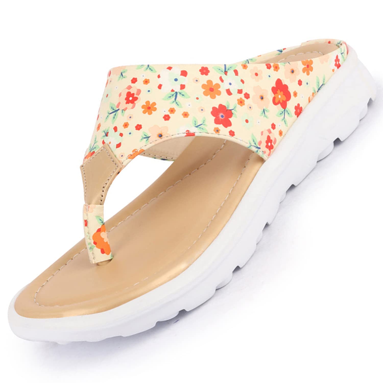 FAUSTO FST KI-8857 BEIGE-39 Womens Beige Comfort Fashion Stylish Floral Print Strap Thong Flats Wedges Slipper (6 UK) (B0BFDC9WZP) Amazon Price History, Amazon Price Tracker