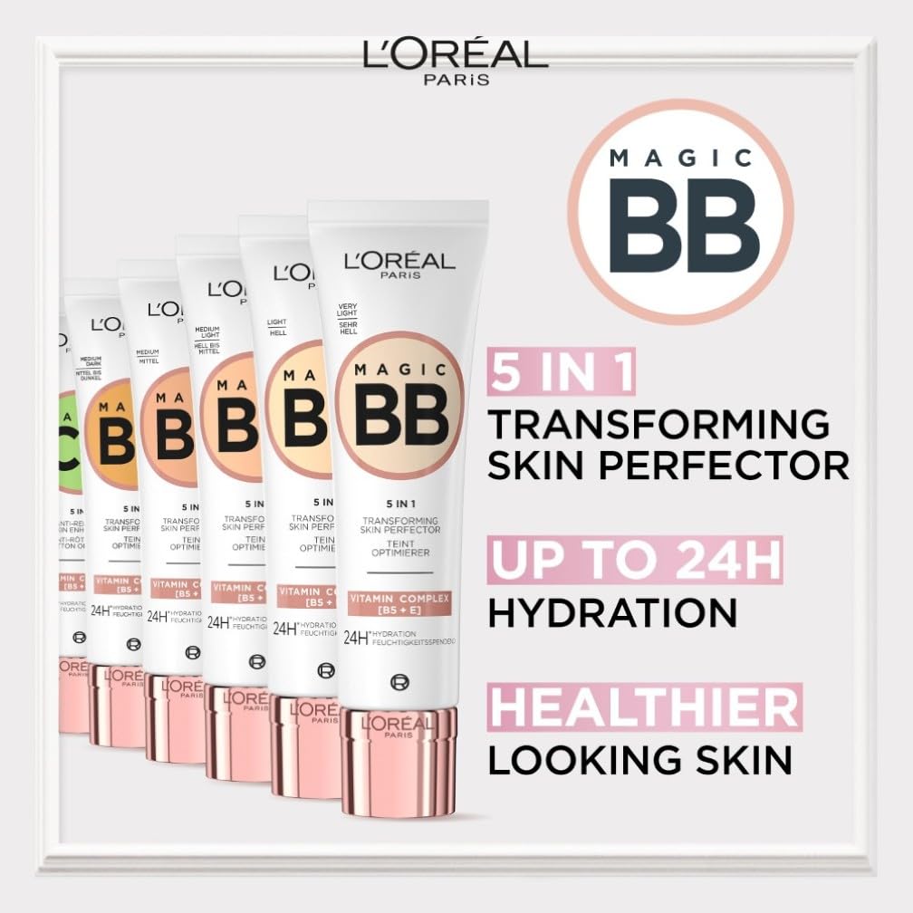 L'Oréal Paris Magic BB Cream with SPF 20, 5-in-1 Skin Tint with Vitamin B5 and Vitamin E, Lightweight Hydrating Formula Adapts to Skin Tone for a Natural Glowy Finish, 30 ml, Shade: 05 Medium Dark — view 2