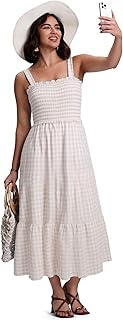 Womens Summer Maxi Dress Smocked Sleeveless Beach Vacation Casual Long Sundress - Buy now