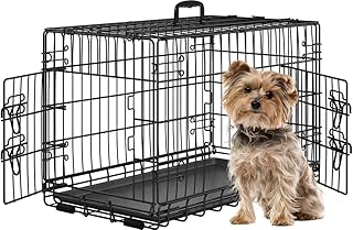 Yaheetech Dog Cage 76 x 45 x 51 cm Foldable with Divider, 2 Doors, Dog Box for Home with Extendable Base Tray, Car Transport Cage, Dog Transport Box, Wire Cage for Puppies, Cats, M, Black product image
