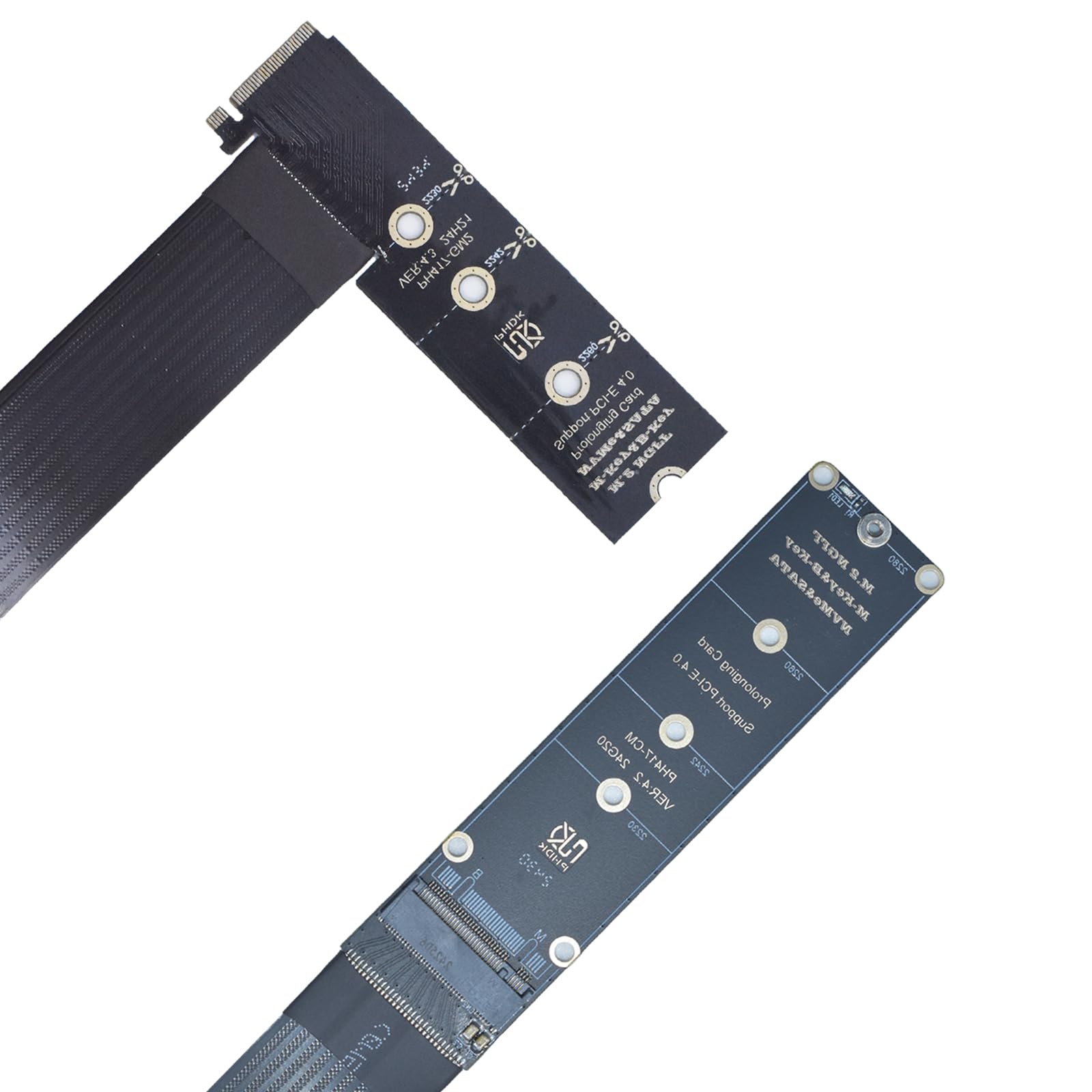 LetLinkSo PCIe 4.0 M.2 NVMe SSD Extension Cable NGFF M2 M-Key Adapter Card Extender, 0.98ft(30cm) (90° Right Angle)