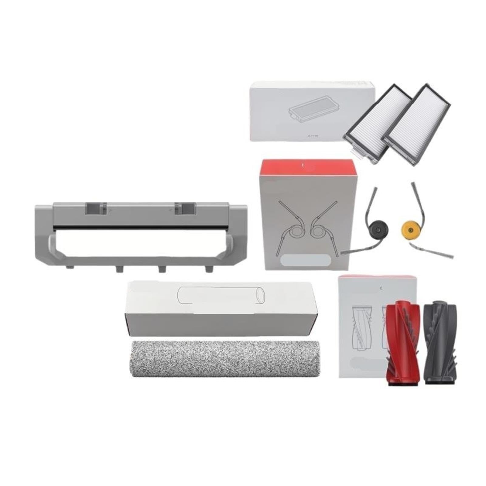 Compatible con Roborock,Qrevo Curv 2 Accesorio De Flujo Filtro Lateral/Cubierta del Cepillo Principal Rodillo Fregona Bolsa for El Polvo Piezas De Aspiradora Opcionales(Set e)