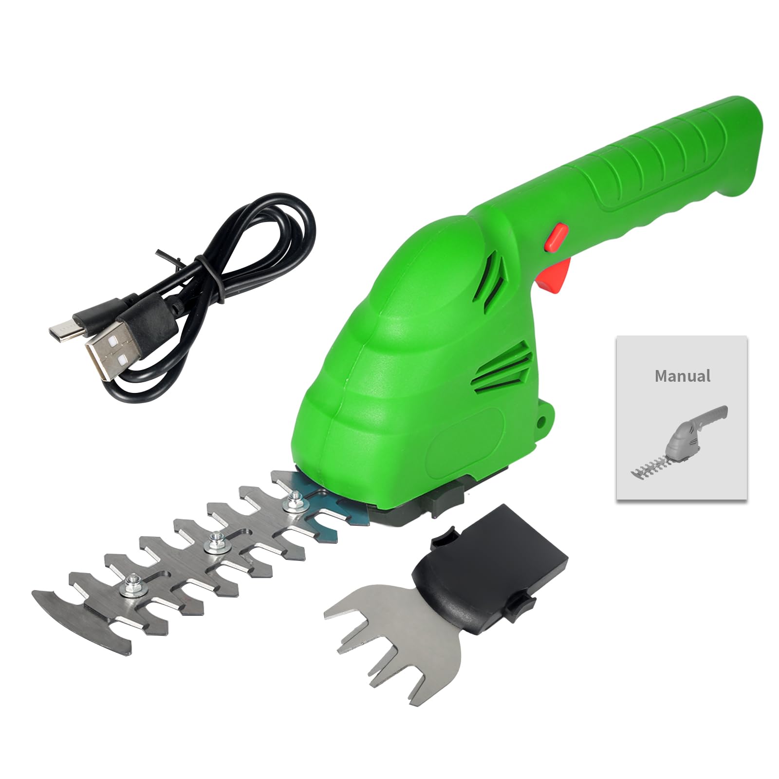 2 in 1 Kabellose Grasschere, Akku Gras und Strauchschere, Schnurlose Elektrische Heckenschere Wiederaufladbar Strauch Jäten Rasenmäher Gartengeräte für Garten und Höfe(EU)