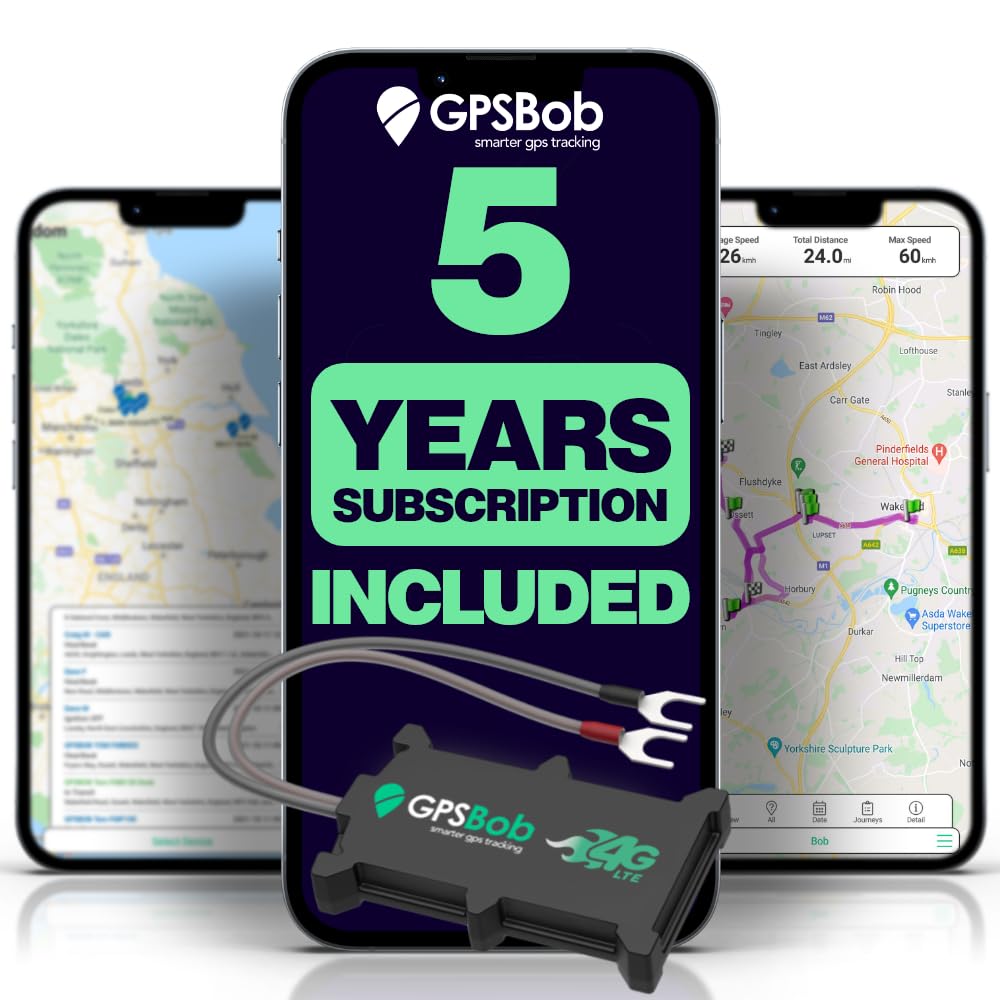 5 Year 4G 12/24v Wired GPS Tracker, All Inclusive, No Monthly Fees, No Subscriptions, Cost-Effective, 5 Years Service Included, Car, Van, Truck, Caravan, Motorhome Tracker, Plug and Play