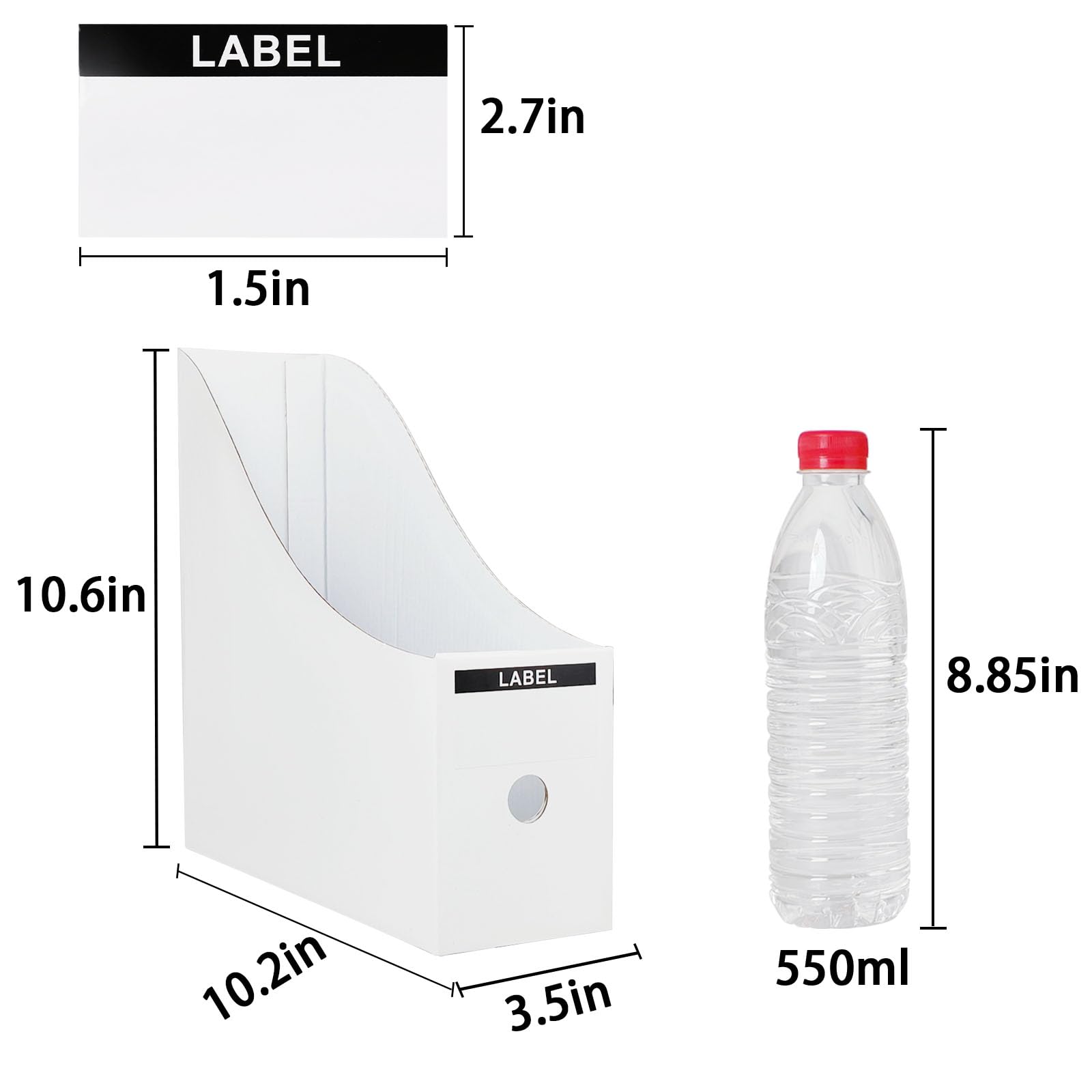 Limitliho 24 Stück Papp-Zeitschriftenhalter, Zeitschriftenhalter für Zuhause, Büro, Schreibtisch, 26,7 cm H × 26,7 cm L × 8,9 cm B Zeitschriftenaufbewahrungsbox (12 Stück weiß und 12 Stück schwarz)
