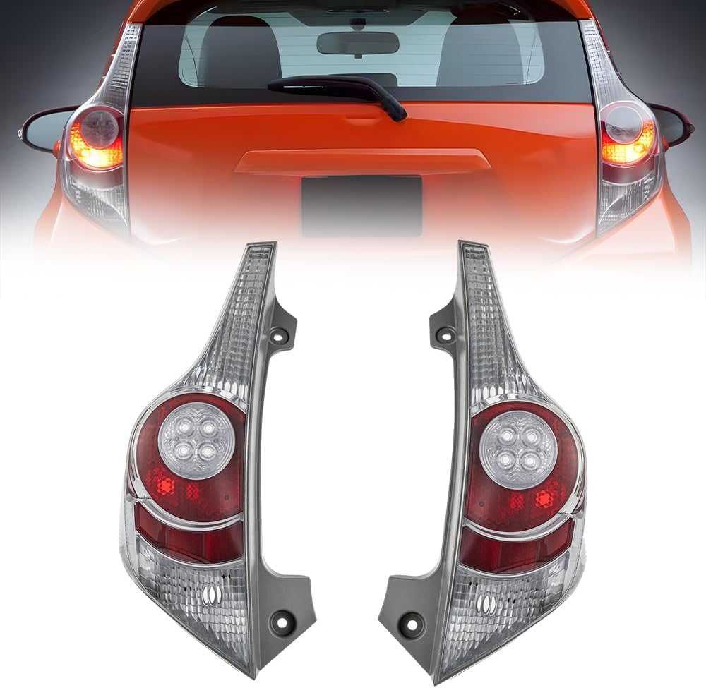 Pair For 2012 2013 2014 Toyota Prius C Halogen Left+Right Rear Tail Lights Driver&Passenger Side Replacement Clear Lens