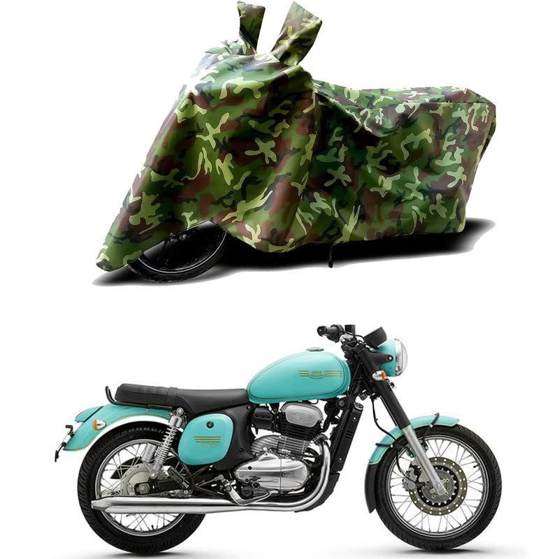 Image of 100% Water Resistant Full Bike Scooty Two Wheeler Body Cover Compatible for Jawa Forty Two /UV-Rays /Heat Protection /Birds Dropping /Scratchproof /Dust Proof /Waterproof /All Varients[Green MJ]