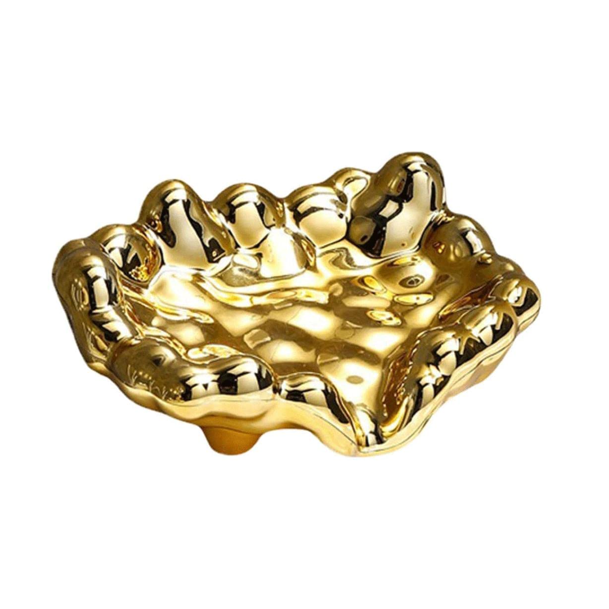 Soap Holder, Simple Countertop Soap Dish Holder with Drain Soap Holder Plastic Soap Case Box Saver Easy Cleaning Soap Dish Portable Soap Case Easy to wash(Gold)