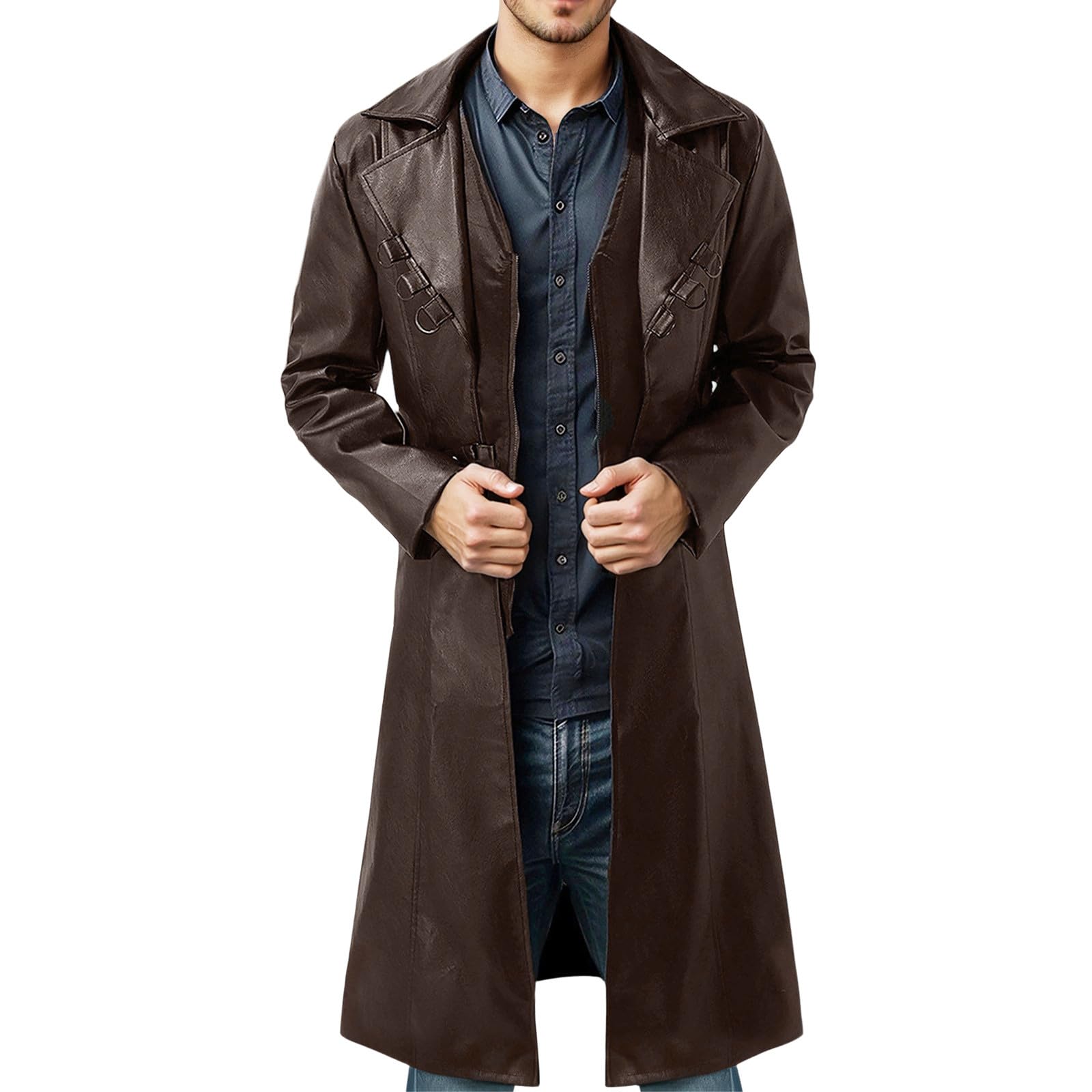 Generisch Lederjacke Herren: Leather Jacket Men Leicht Herrenjacke Übergangsjacke Langarm Leder Jacken Freizeit Kunstlederjacke Casual Ledermantel Dünne Bikerjacke