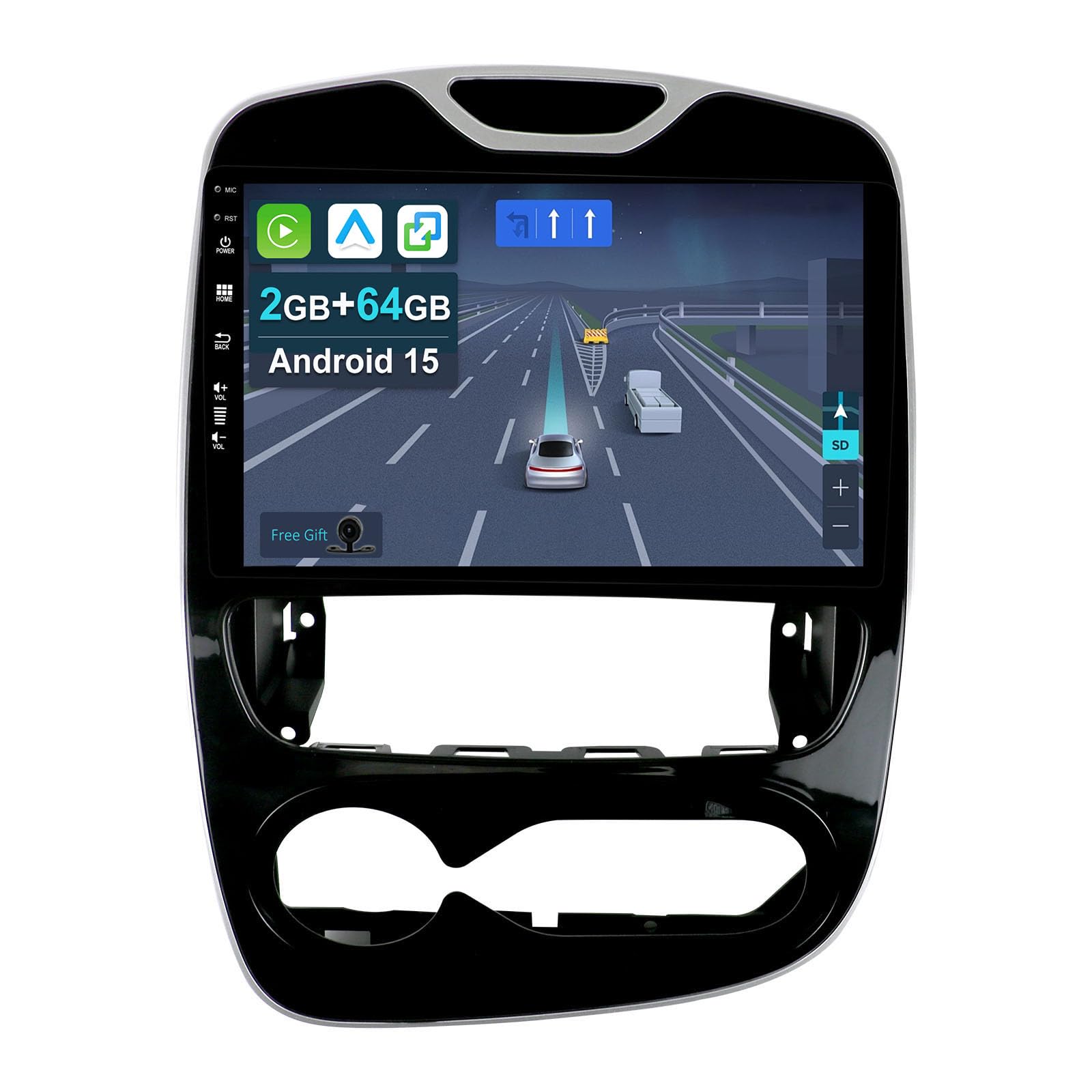 10,1" Android 14 radio samochodowe do Renault Clio 4 ZOE 2013-2019-z bezprzewodowym Apple CarPlay|Android Auto|Mirror Link|nawigacja GPS | Bluetooth 5.0|WiFi |USB|Navi|FM+kamera cofania