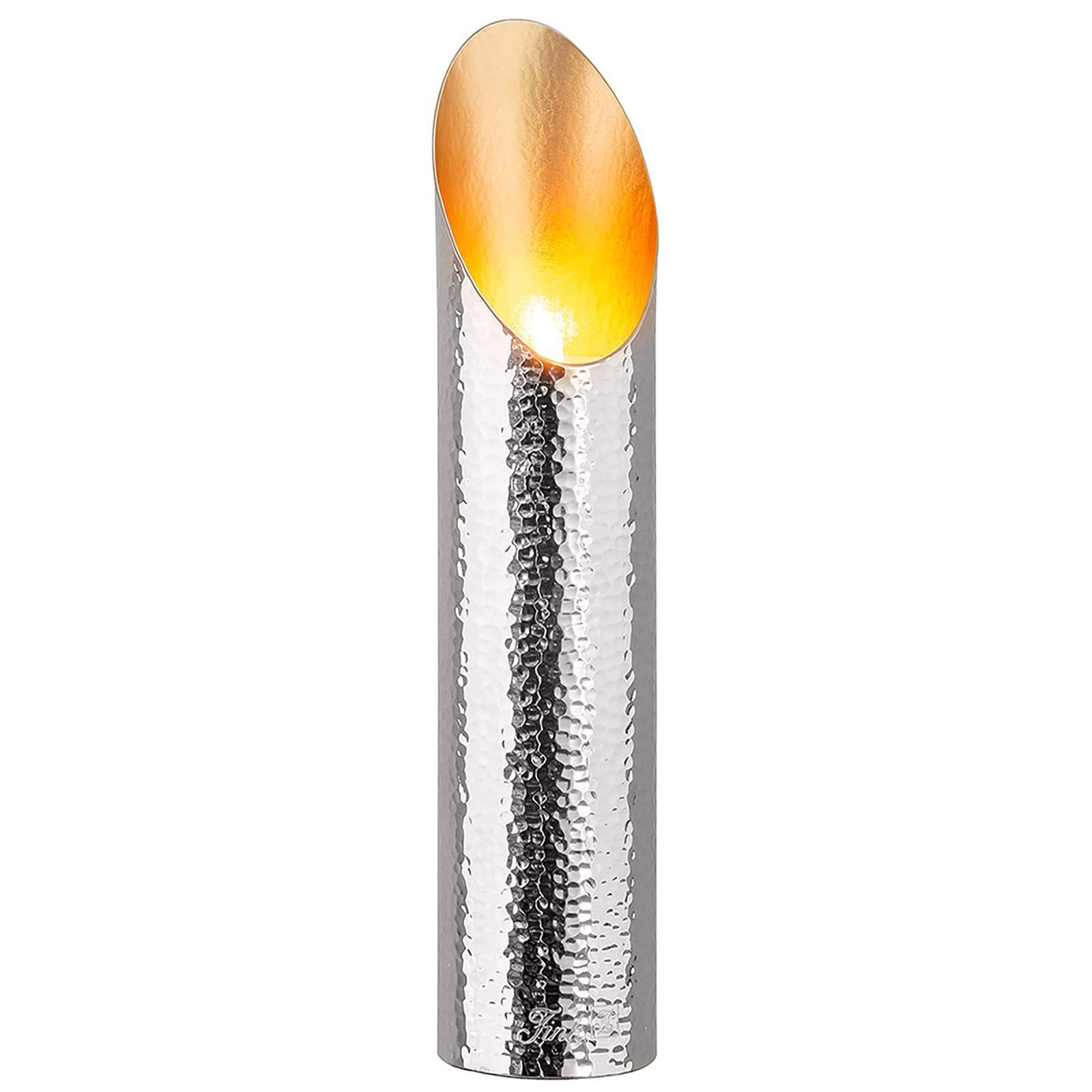 Fink gehämmerter Design-Teelichthalter 30 cm silberner Aluminium Kerzenhalter