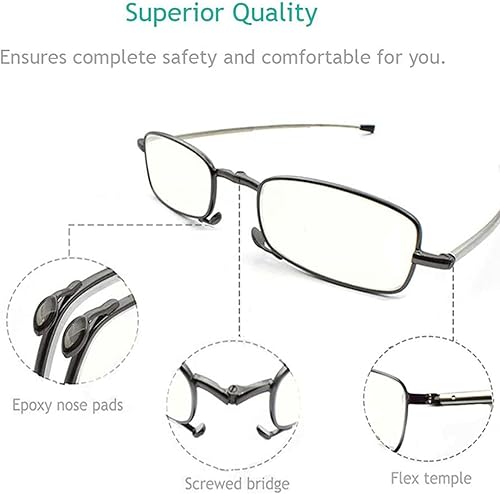 Miniatura 5 de Paquete de 2 lentes de lectura con bloqueo de luz azul, antirreflejos UV, plegables, bisagra de resorte para computadora para mujeres y hombres