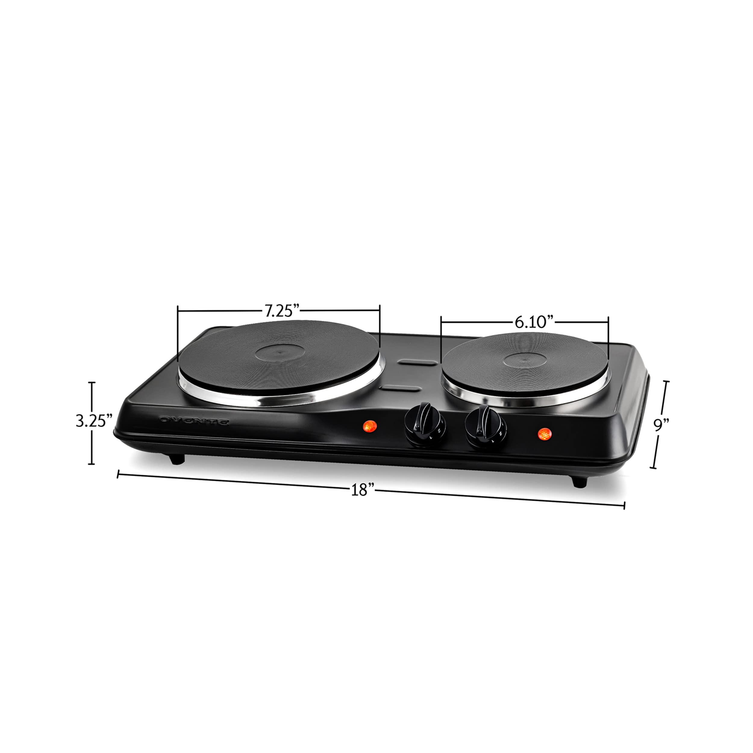 Buy Ovente Electric Double Burner 6 & 7 Inch Cast Iron Hot Plates
