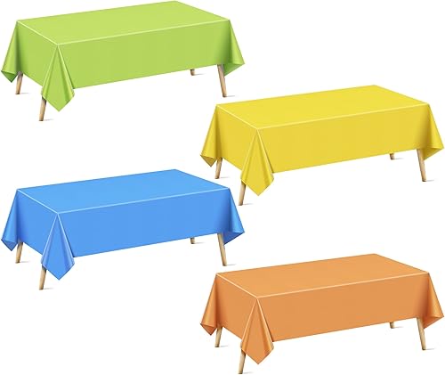 Miniatura 51 de Mantel rectangular serie rosa de 6 piezas, 54 x 72 pulgadas, color sólido, impermeable y a prueba de derrames, mantel de plástico desechable Serie