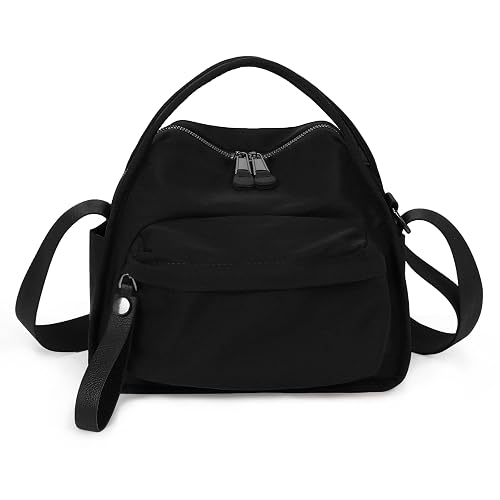 CEUTNIZ Elegant Solid Color Shoulder Bag for Women Casual Nylon Front Pocket Handbag Casual Trendy Textured Commuter Bag