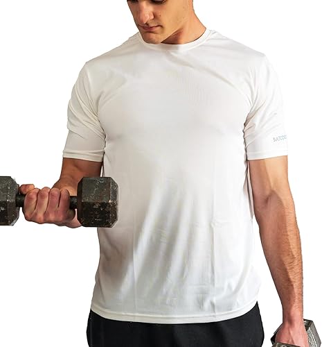 Miniatura 4 de BUILTCOOL Camisa de cuello redondo para hombre, de secado rápido, absorción de humedad instantánea, protección solar UPF 50