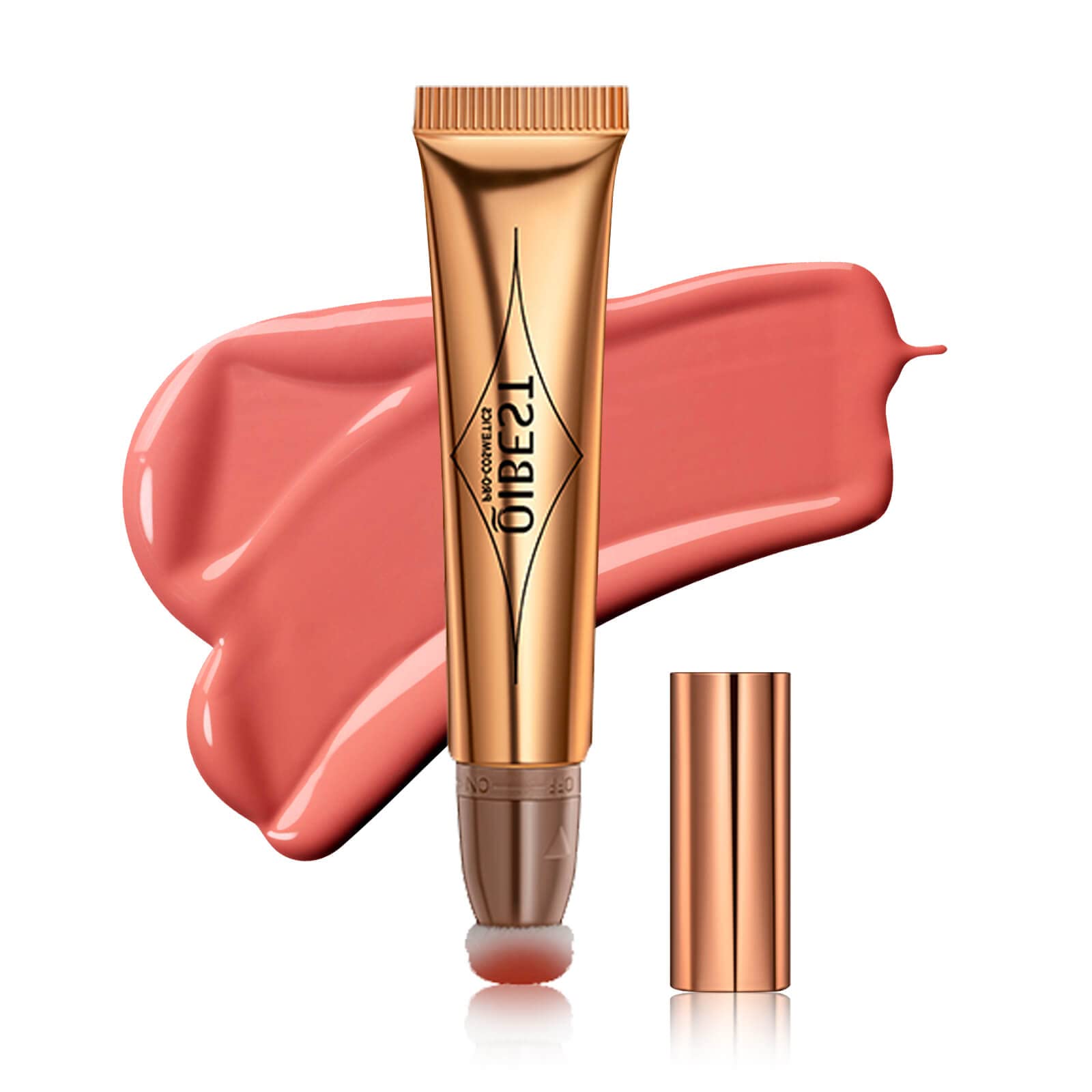 MEICOLY Liquid Blush Beauty Wand, Matte Face Blush with Cushion Applicator,Natural Finish Silky Smooth Creamy Blush Makeup, Lightweight Blendable Blush Stick for Cheek Lip,Cruelty-free,03 Peach