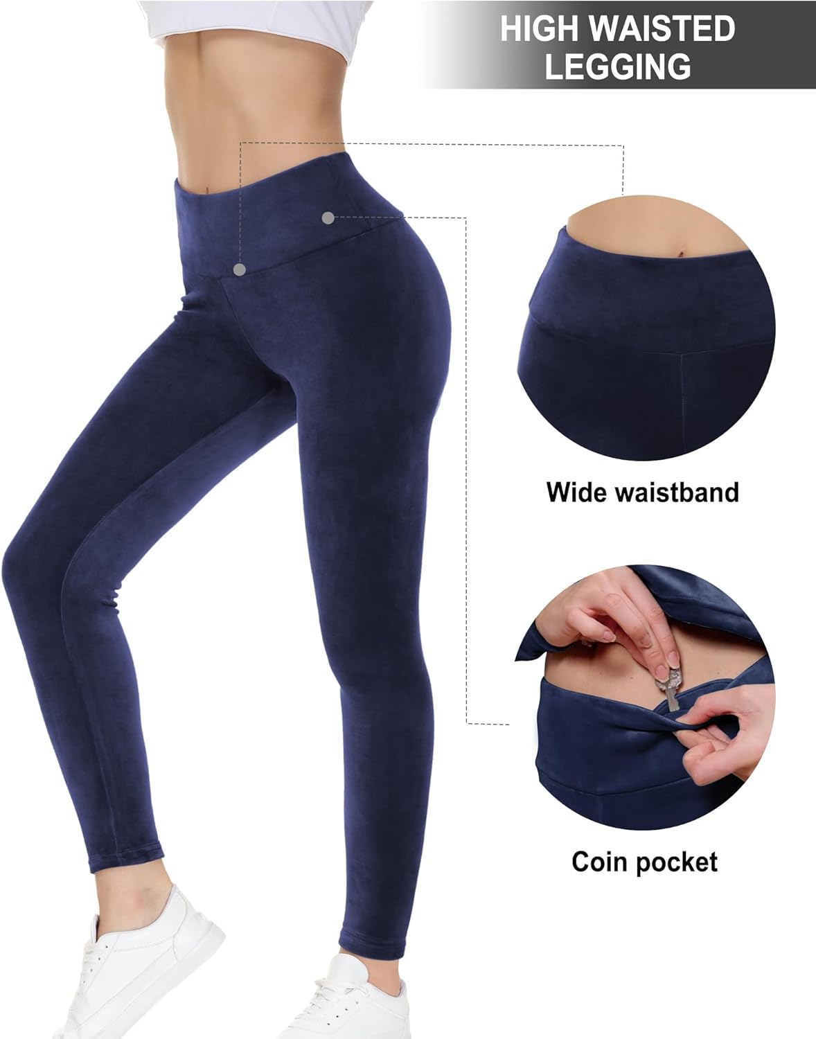 COZZIPLUS Women Velour Legging- High Waisted Buttery Soft Velvet Stretchy Legging - Image 2