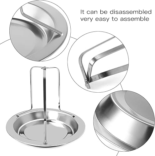 Miniatura 6 de Estante para asar pollo, 2 unidades de acero inoxidable para latas de cerveza y pollo, soporte vertical para asar pollo, asador de pollo, bandeja