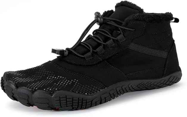 Mens Fleece Lined Snow Boots Winter Warm Fur Lined Trekking Snow Boots Mens Casual Comfortable Lightweight Outdoor Walking Hiking Boot Non-Slip Lace Up Snow Ankle Shoes