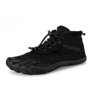 Winter Hike Barefoot Boots Women Men Warm Slip On Faux Fur Lined Ankle Booties Lace Up Zero Drop