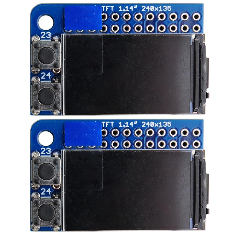 DIYmall 2PCS 1.14" Mini PiTFT LCD Display Module 135x240 Full Color TFT SPI ST7789 3.3V Add-on LCD Module for RaspberryPi