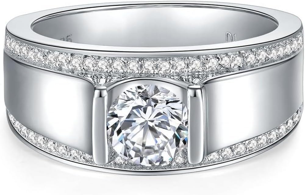Luxurious Men's Diamond Wedding Band in S925 - Stunning 1ct/2ct D-Color with VVS1 Clarity - Exemplifying Men's Diamond Excellence - for Occasions