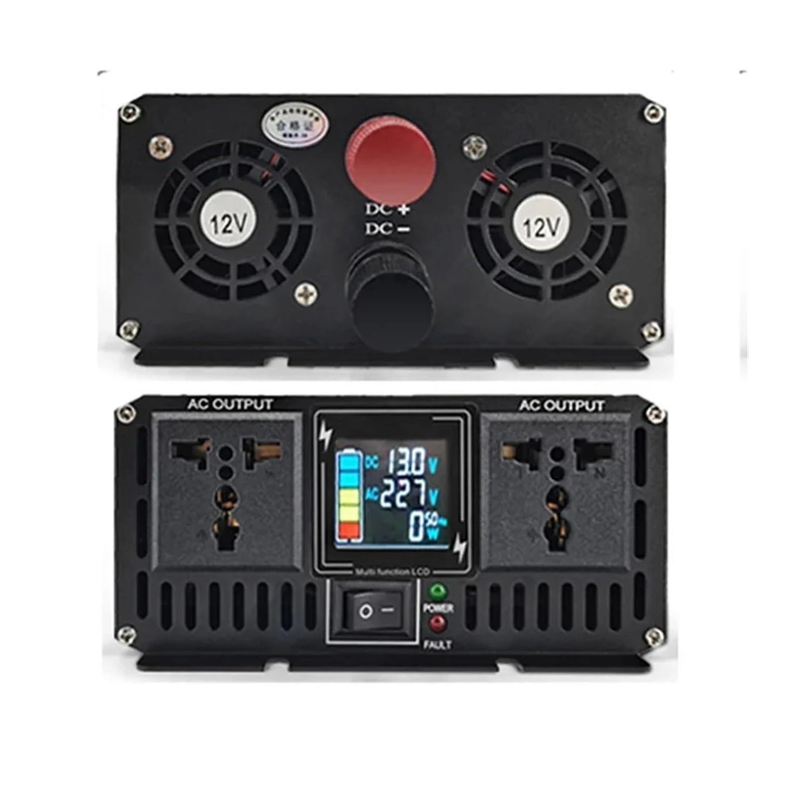 POWERinvert Onduleur Voiture 4000 W À Onde Sinusoïdale Double Prise Écran LCD Convertisseur Tension CC 48 V/60 V/72 V vers CA 220 V(48V,220V 50HZ,Universal)