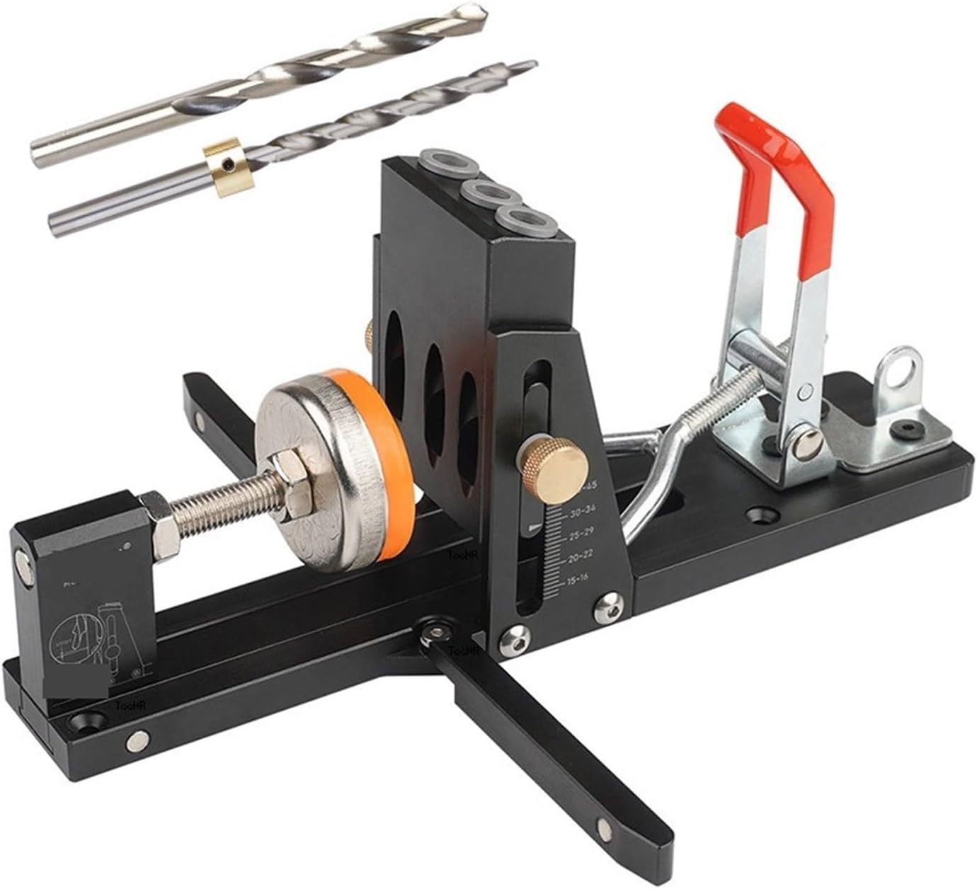 Measurement Tools Woodworking Oblique Hole Punch Locator Pocket Hole Jig with Front-Mounted Clamp Drill Guide Tool Kit Aluminum Joinery DIY Tools Portable