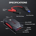 FLYLINKTECH Battery Jump Starter, 3500A 12V Portable Car Battery Booster Pack(8.0L Gas Or 6.5L Diesel), 19.6'' Safe Jump Cable, LED Flashlight, EC5 Adapter
