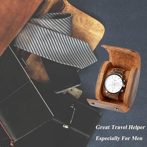 Mr.Okay Single Watch Travel Case -Premium Leather Watch Case With Perfect Texture.(Watch Carrying Case Or Organizer For Storage And Display).Mens Watch Case for Travel Handcrafted by Craftsmen.
