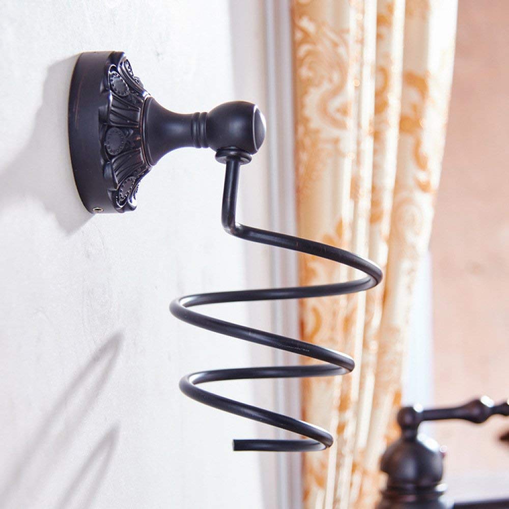 GZZ Titulaire de sèche-Cheveux en Spirale Noir Haut de Gamme de Salon de Coiffure d'hôtel, Pendentif européen de matériel de décoration de Salle de Bains Antique