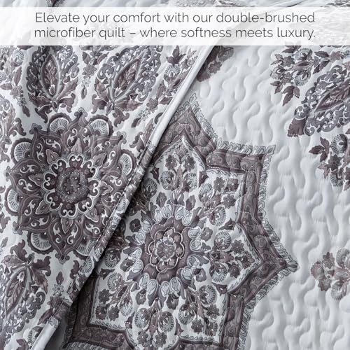 Image of Southshore Fine Living, Inc. Twin Day Bed Comforter Sets, 6-Piece Boho Bedding Set with Daybed Cover, 3 Pillow Shams, Bedskirt, Throw Pillow - Twin Day Bed Cover Set, Infinity Grey