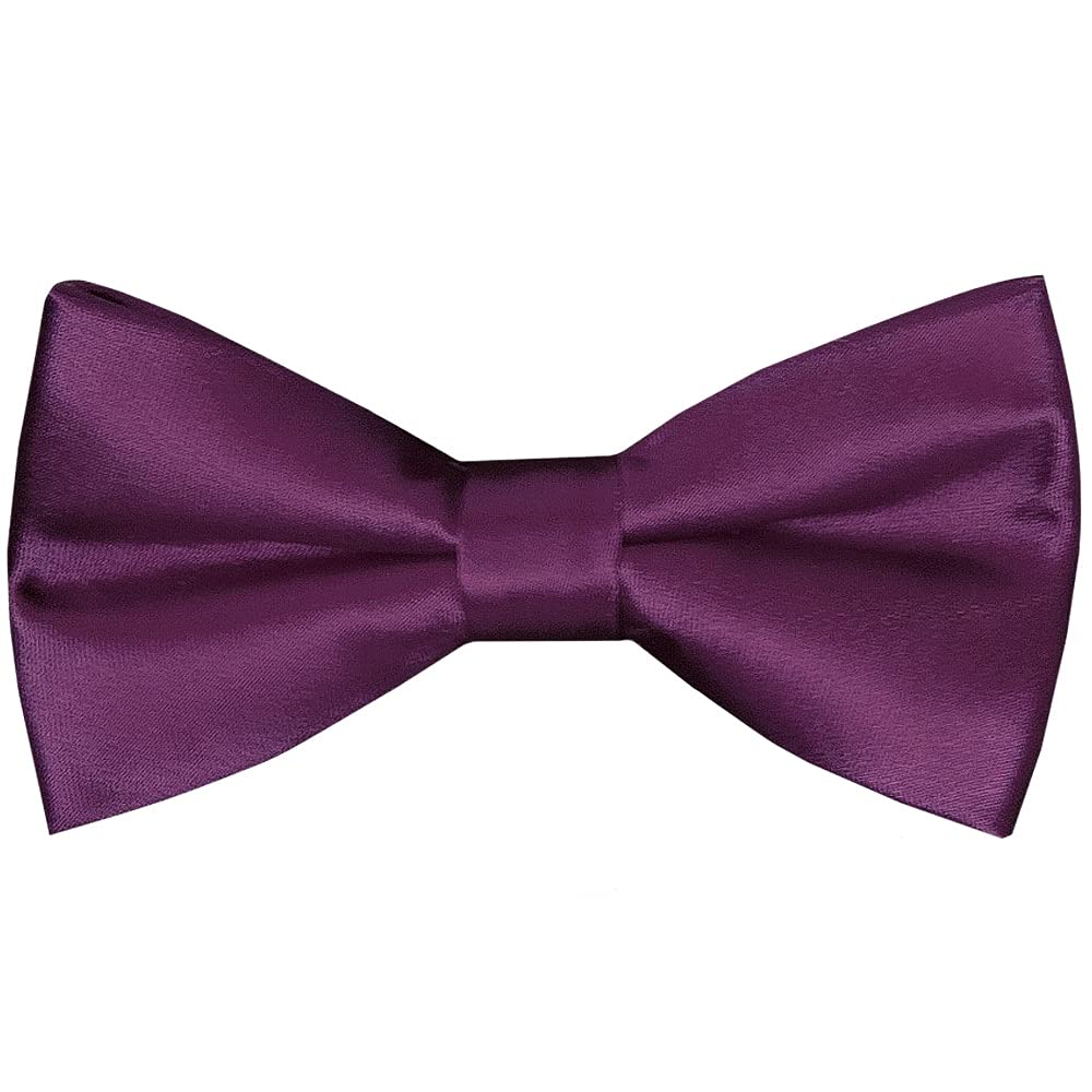 Ties R Us Boys Purple Pre Tied Plum Satin Bow Tie Age 8-11