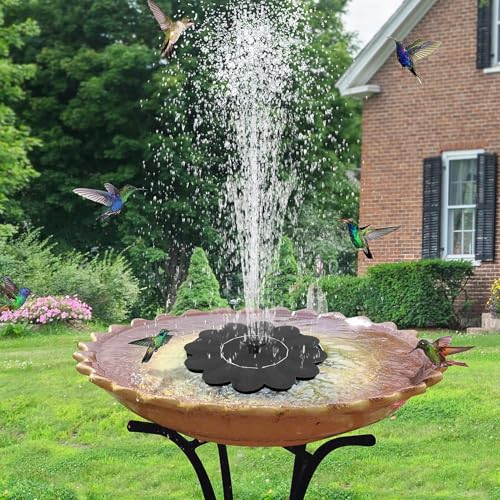 Bain d'oiseaux suspendu | Bain d'oiseaux | Fontaine solaire pour oiseaux | Bain pour l'alimentation | Pompe à eau en forme de fleur | Bain d'oiseaux extérieur pour piscine, étang, paysage, cour, patio