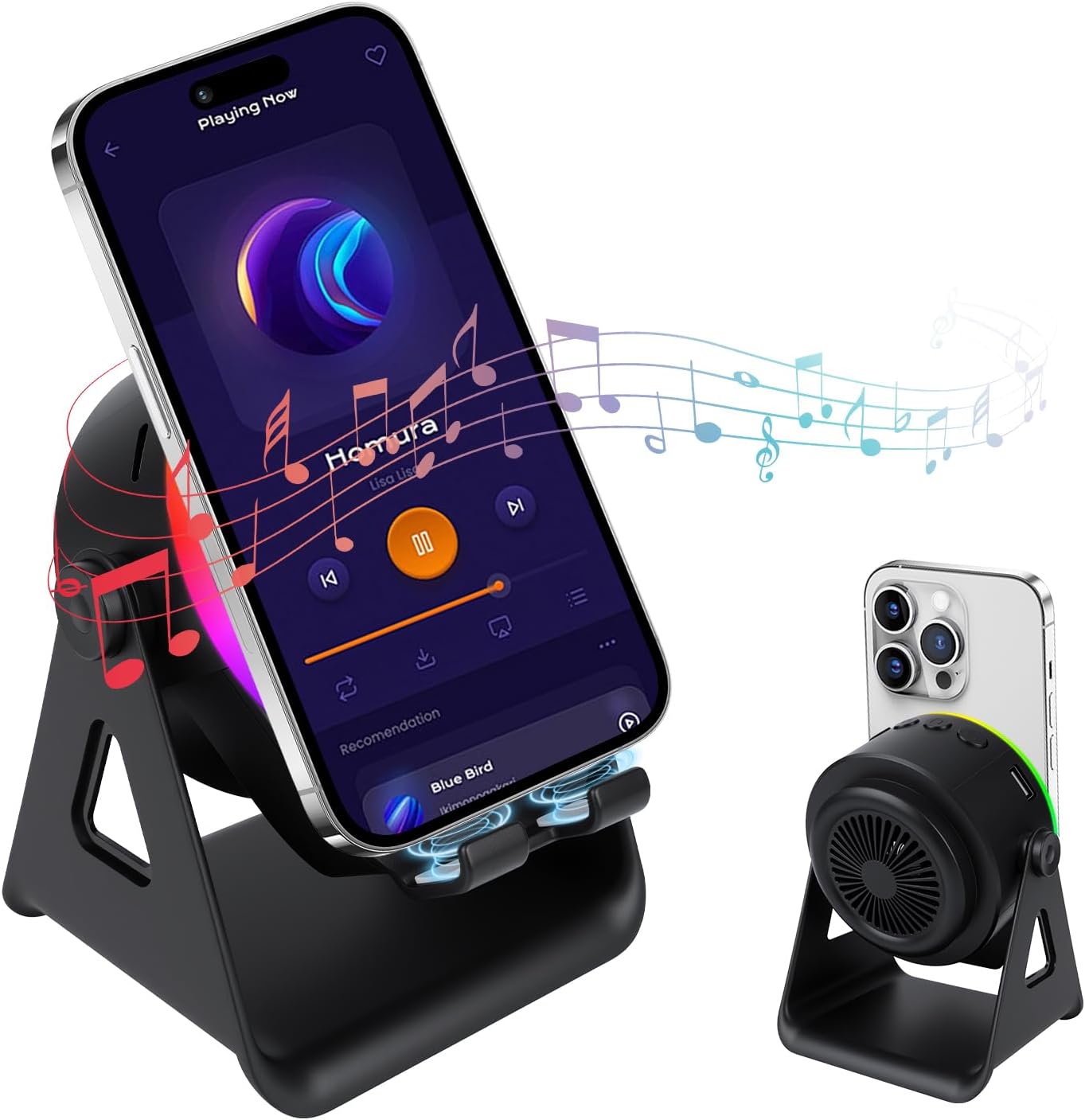 BestYiJo 2026 Induction Speaker - Speaker with Phone Stand & RGB Light, HD Surround Sound for Home, Office, Party | Portable Gift for Men, Women, Teens