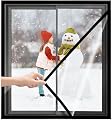 Window Winterizing Kit 75x135cm Black Window Plastic Insulation Kit Outdoor Window Insulation Kit with Hook and Loop Strap and Thumbtack Plastic for Windows to Keep Cold Out