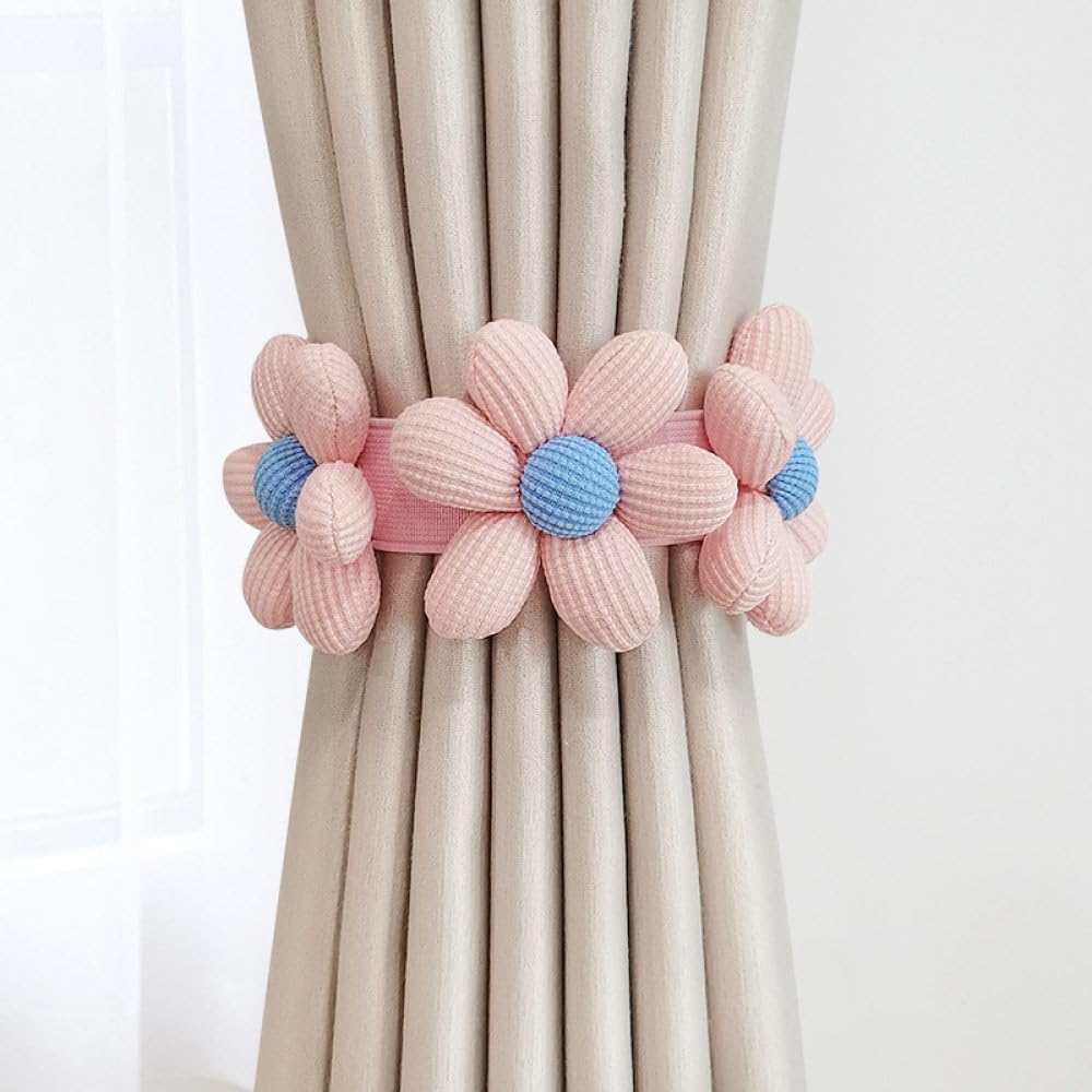 Alzapaños de banda elástica OUdini para sujetar cortinas con suavidad y decorar con flores