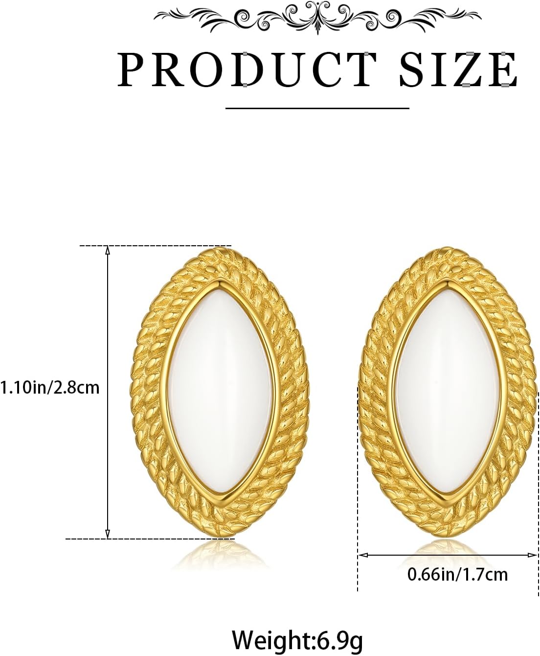 14K Gold Plated Earrings for Women Oval Square Stud Earrings Non Tarnish Stainless Steel - Image 6