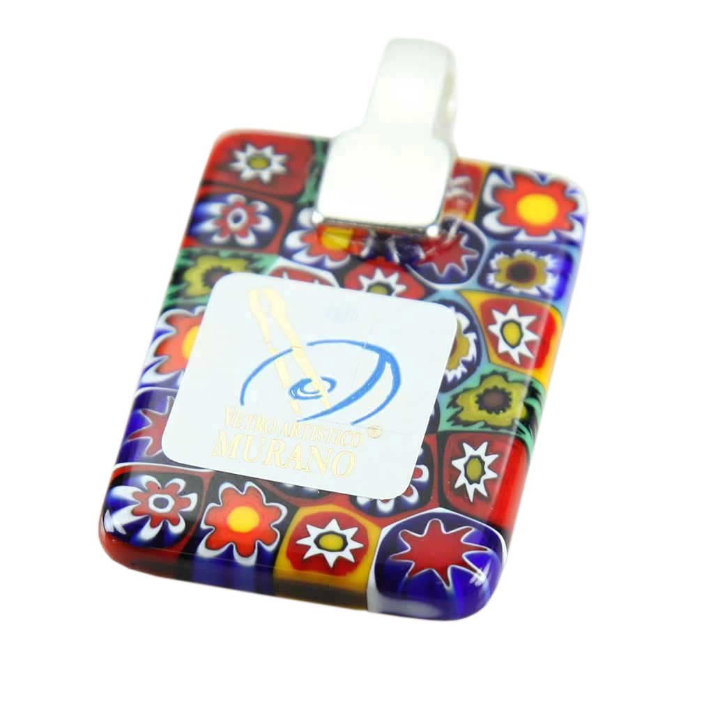 Glass Of Venice Millefiori-Anhänger aus Muranoglas, rechteckig, mehrfarbig