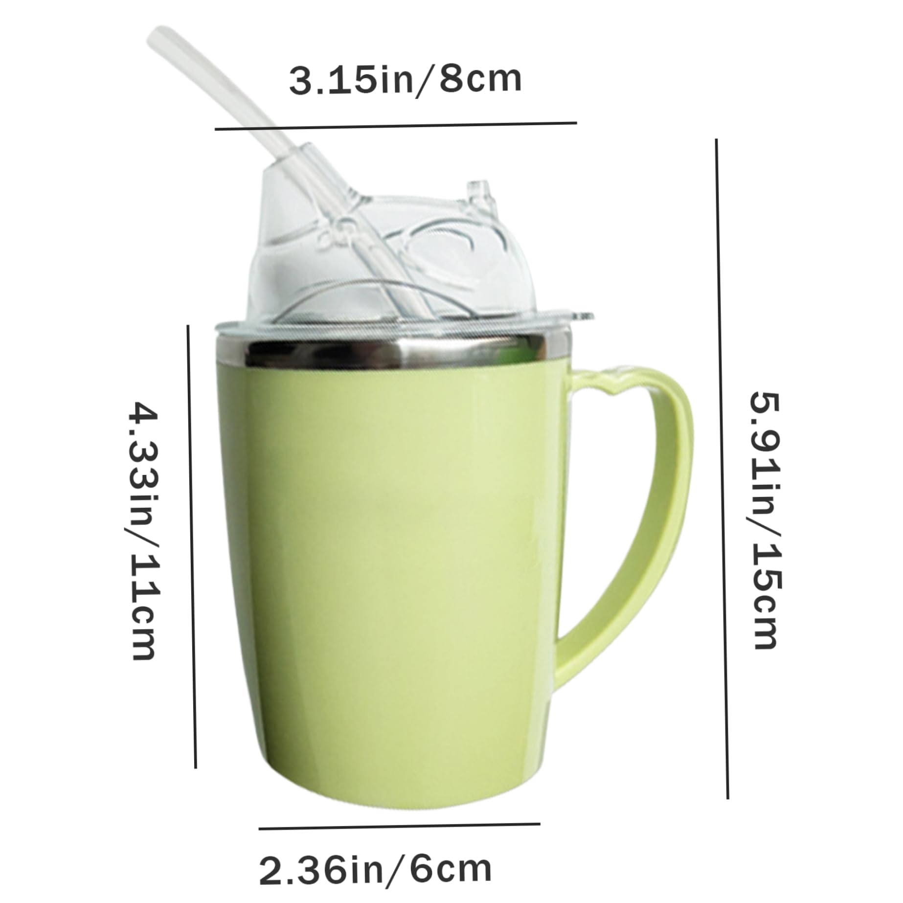 Vaso para adultos, popote y tapa de acero inoxidable a prueba de derrames para ancianos y discapacitados