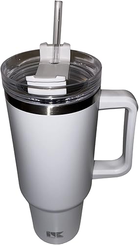 Kalman Novak Vaso de 40 onzas con asa tira reutilizable acero inoxidable compatible con soporte para tazas de automóvil aislamiento al vacío de