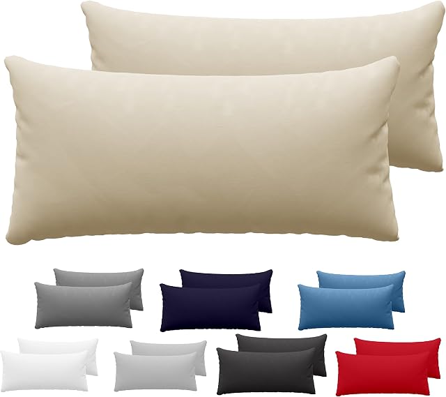 Dreamzie Poszewek na Poduszki (Zestaw 2) - Beżowy - na poduszki 40 x 80 cm - 100% bawełna dżersej 150 g/m2 - poszewka na poduszkę - odporna i hipoalergiczna
