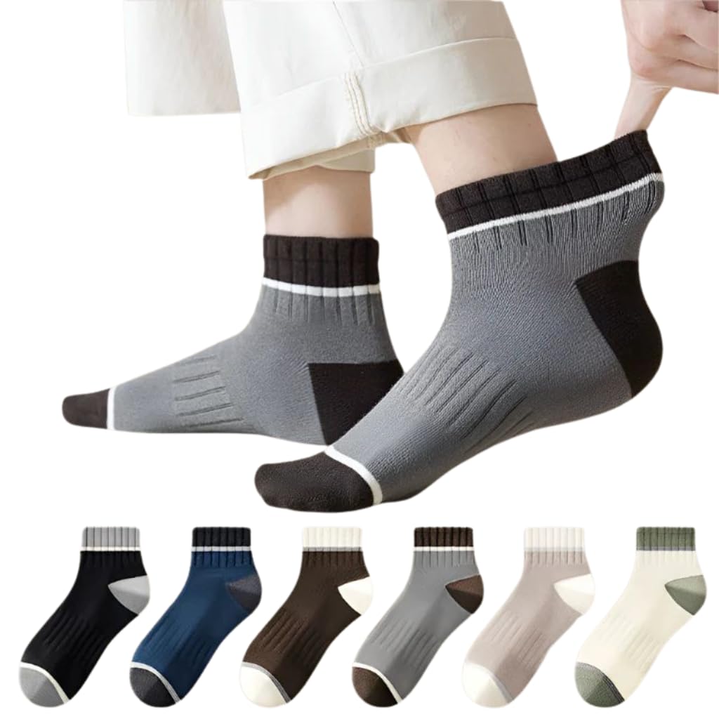 Men’s Quarter Ankle Socks Stylish Striped Ribbed Athletic Socks with Reinforced Heel & Toe Breathable Cotton Blend Multi-Color Comfort Hosiery for Running, Gym, and Casual-image-43