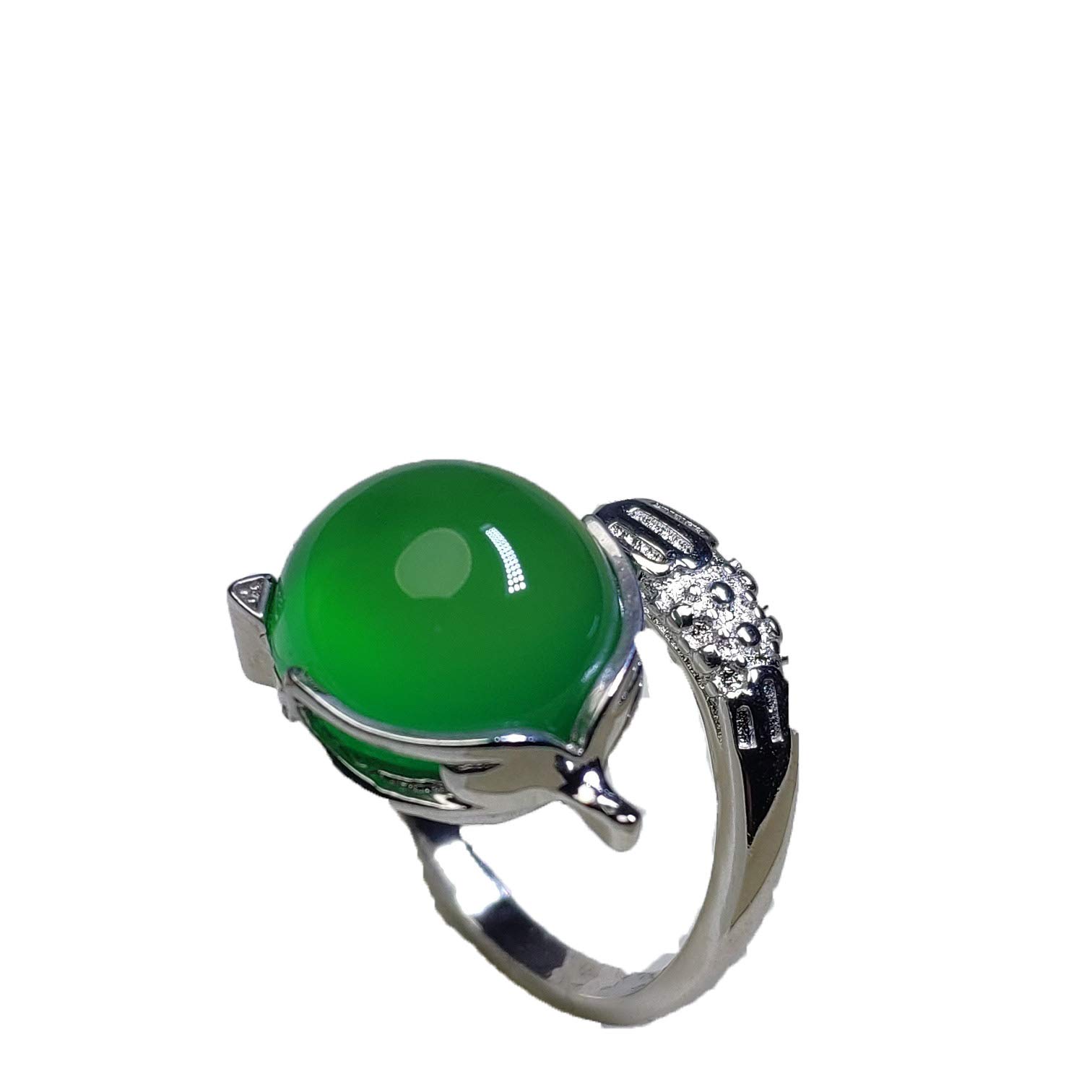 Liangliang988 925 Silver Natural Green Jade Gemstone Fox Rings for Women Luxury Jewelry