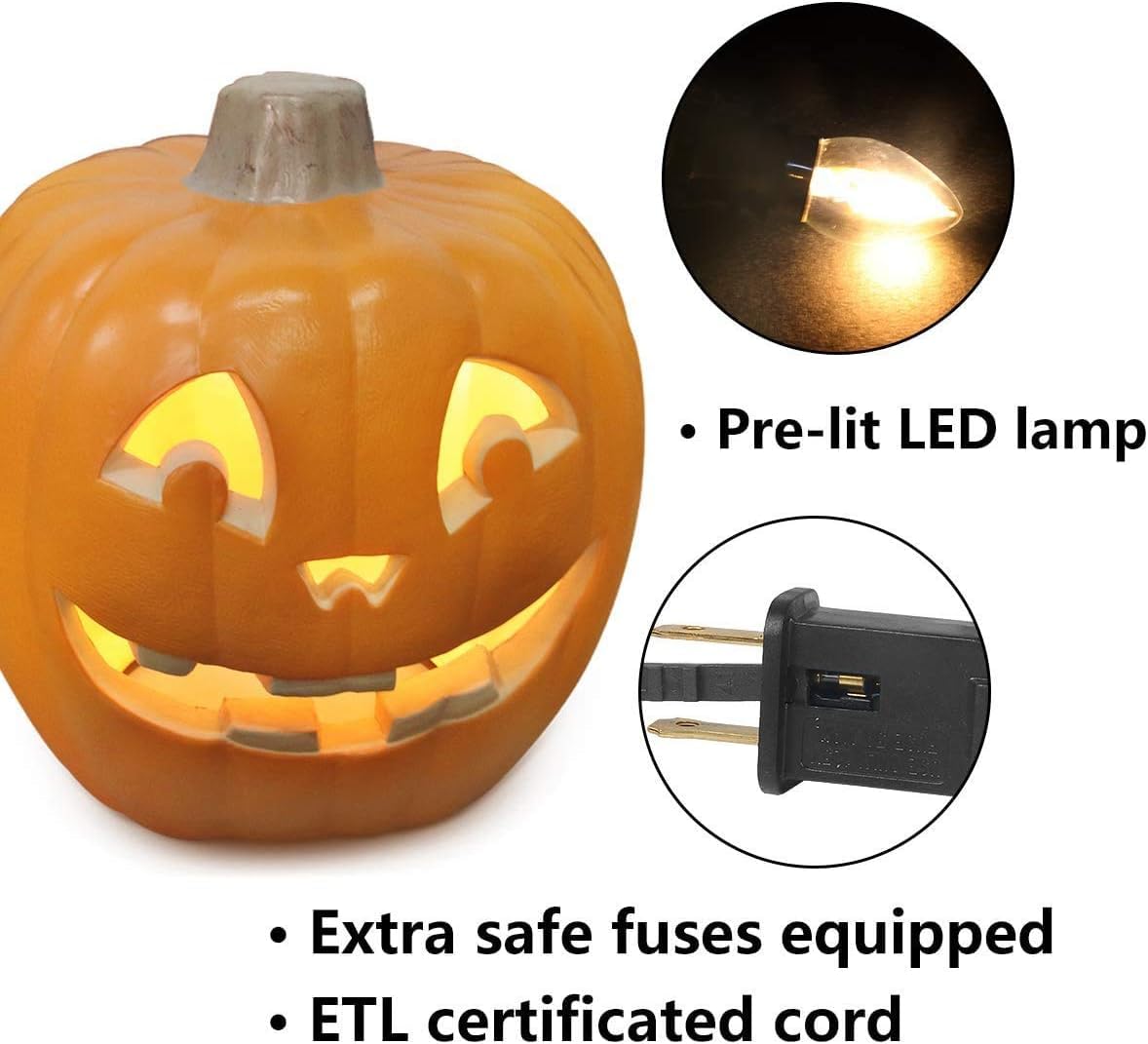 Farol Decorativo De Calabaza Para Halloween Con Luz LED: Jack Lantern De Arcilla 13x12 Cm (Exterior E Interior)